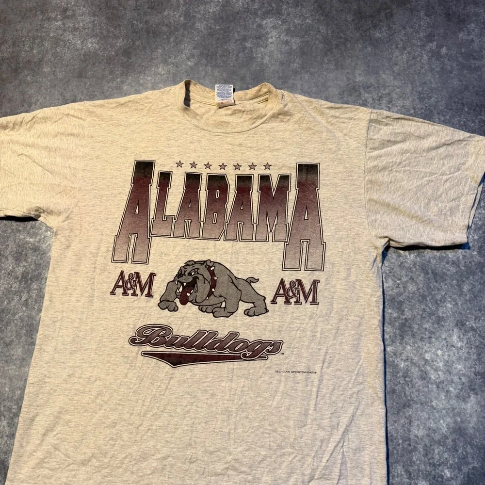 Vintage Alabama A&M Bulldogs‎ T Shirt XL Gray Graphic Tee Mens